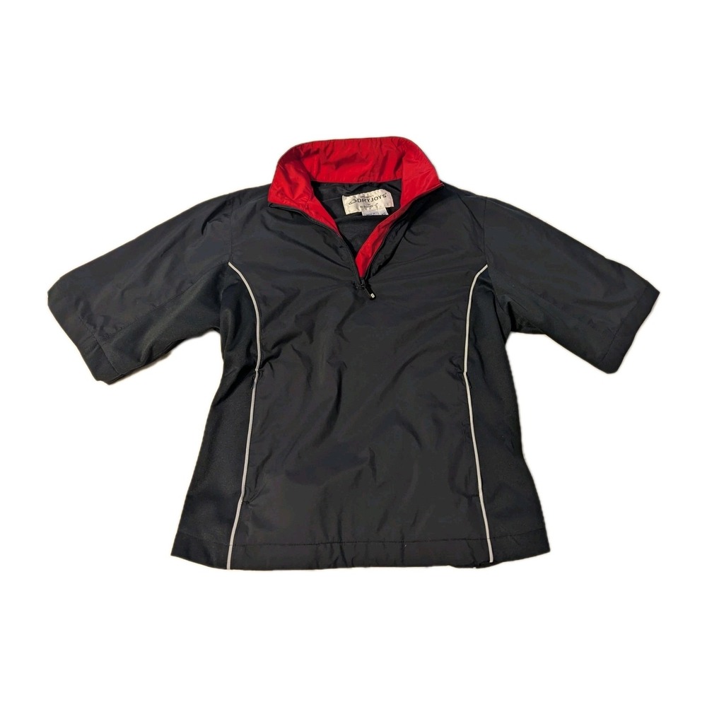 Dryjoys by Footjoy Women's Golf Wind Rain Jacket 1/4 Zip Short Sleeve Black XS‎